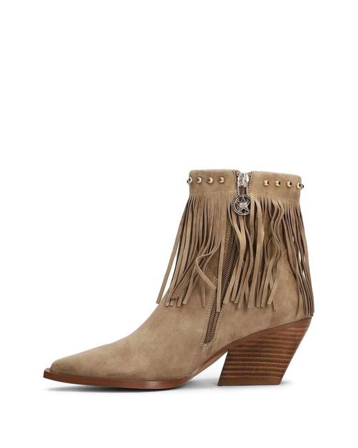 Marc Ellis Brown Fringed Studded Ankle Boots