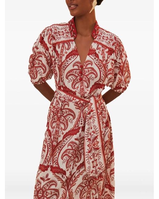 Farm Rio Red Paisley-Print Dress