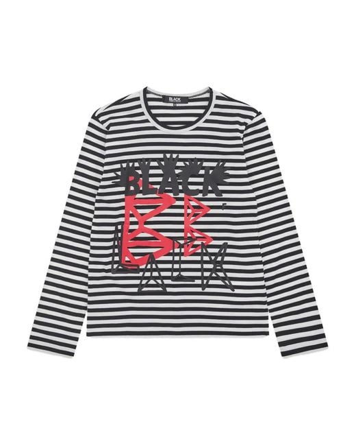 COMME DES GARÇON BLACK White Gestreiftes Langarmshirt