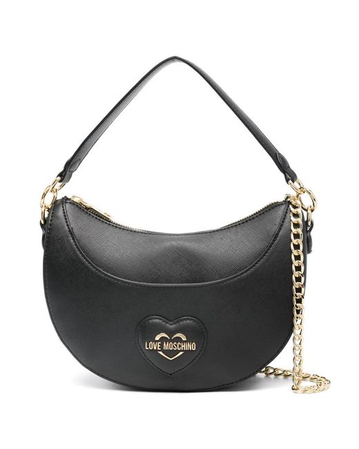 Love Moschino Gray Heart-Patch Shoulder Bag