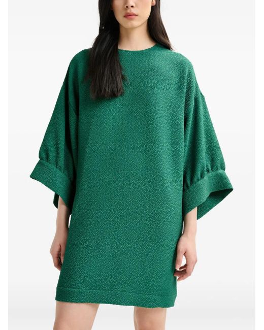 Essentiel Antwerp Green Dot-Pattern Crew-Neck Mini Dress