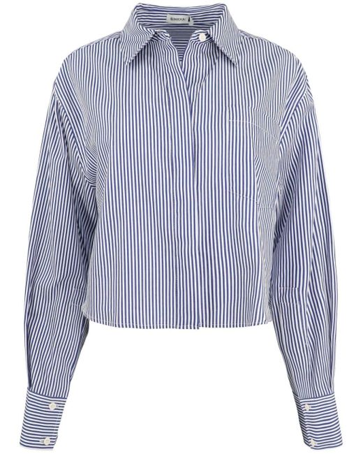 Jonathan Simkhai Blue Renata Striped Cropped Shirt