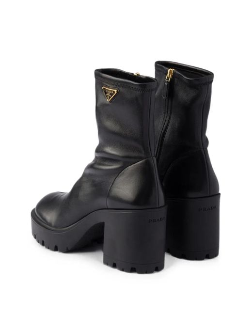 Prada Black Stretch-Nappa Leather Booties