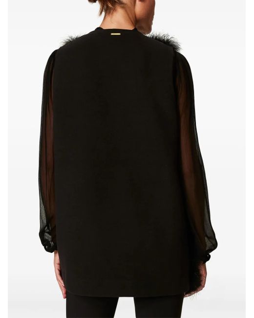 Twinset Black Feather-Embellished Gilet
