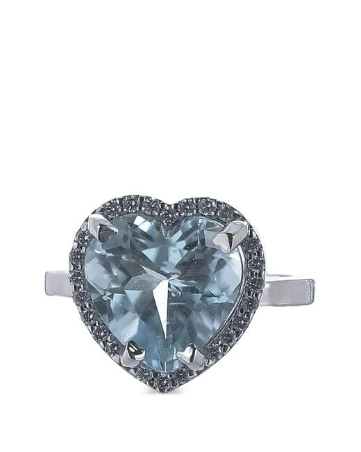 Lisa Nik Blue Lisa Aquamarine Diamond Heart Ring