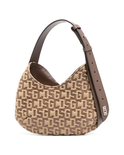 Gcds Brown Comma Monogram-Embossed Small Shoulder Bag