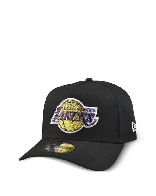 KTZ Black La Lakers 9Forty Rhinestone-Embellished Baseball Cap for men