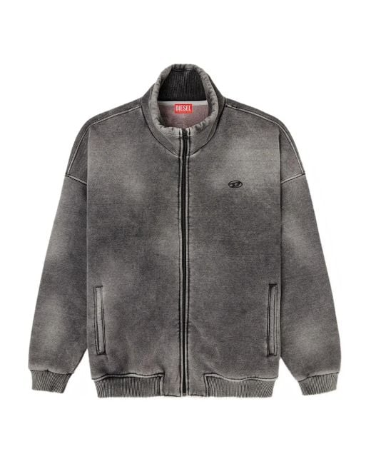 DIESEL Gray Batel-V1 Full-Zip Embroidered Jacket for men