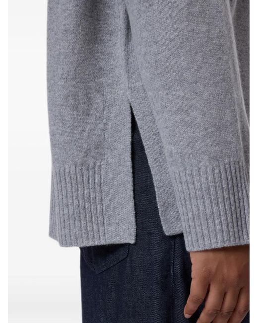 Closed Gray Side-Slit Crew-Neck Sweater