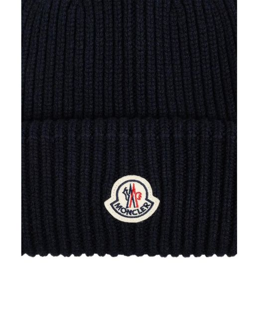 Moncler Beanie Mit Logo-Patch in Blue für Herren