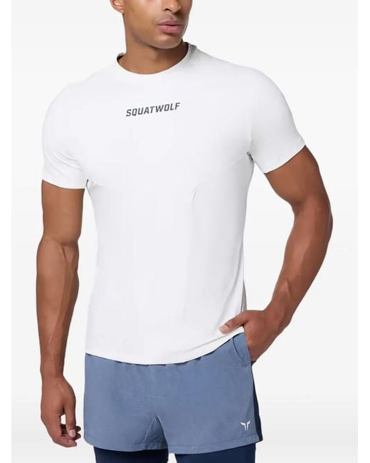 Camiseta con logo estampado SQUATWOLF de hombre de color White
