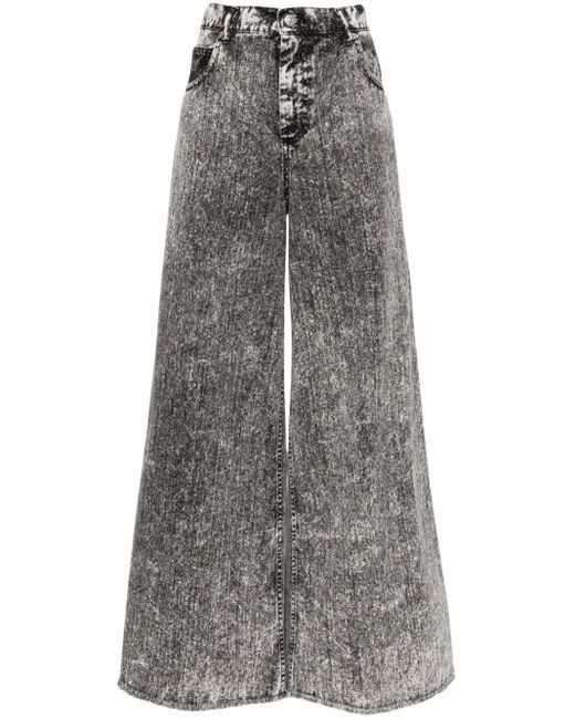 Marni Acid-wash Wide-leg Cotton Jeans Gray
