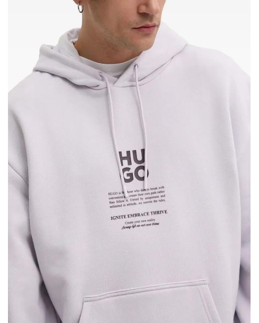 HUGO Gray Graphic Hoodie for men