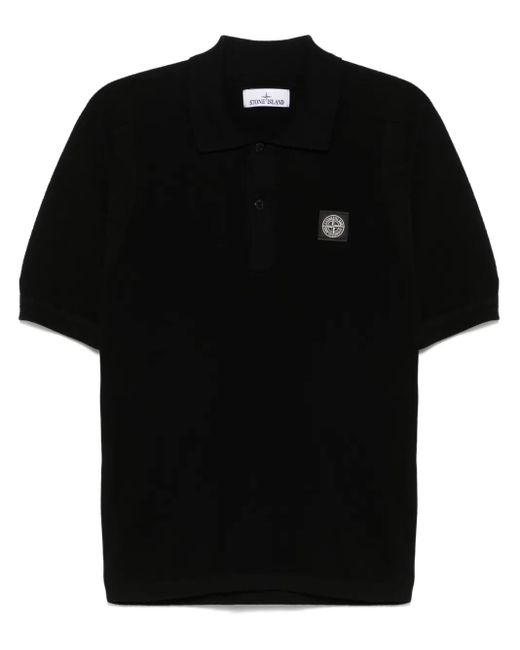メンズ Stone Island コンパスバッジ ポロシャツ Black