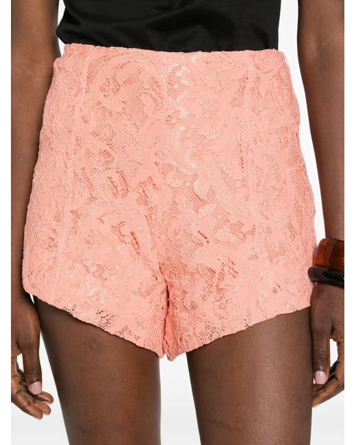 ACTUALEE Pink Lace-Patterned Shorts