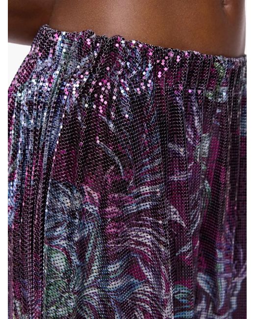 Rabanne Purple Palm-Tree-Print Shorts