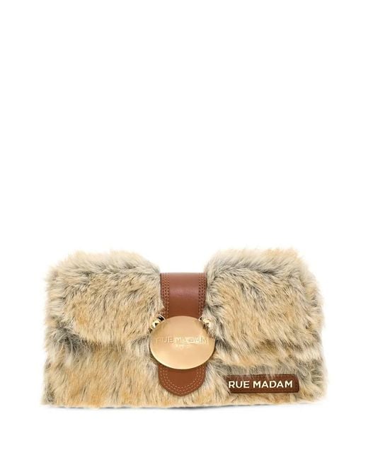 RUE MADAM PARIS Natural Faux-Fur Chain-Link Shoulder Bag