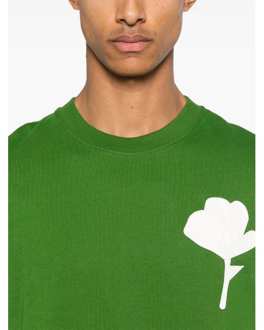 Sandro Green T-Shirt With Flower Patch for men