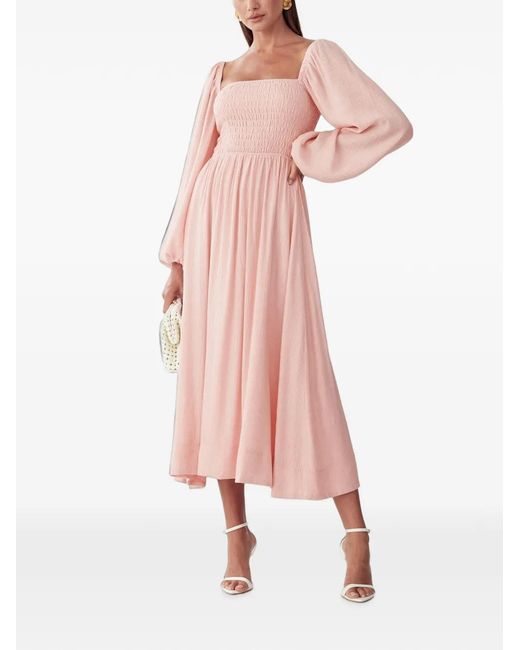 ST MRLO Pink Square-Neck Midi Dress