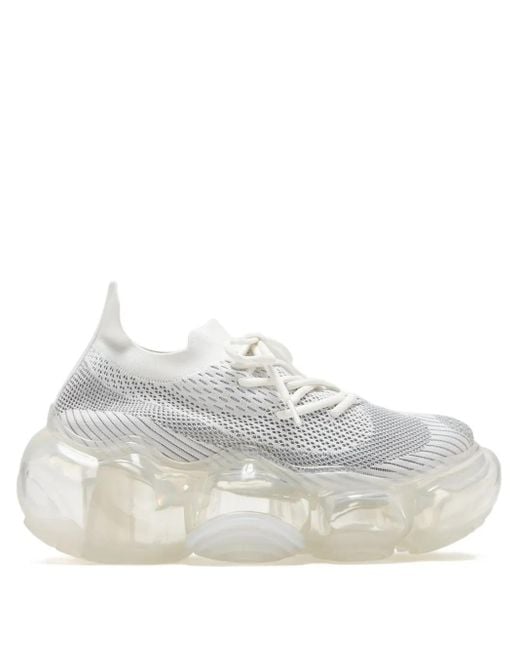 grounds White Moopie Knit-Upper Bubble Sole Sneakers