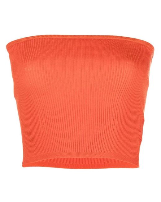 orange knitted crop top