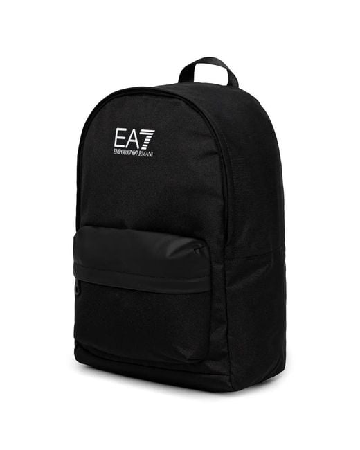 EA7 Black Logo-Print Backpack