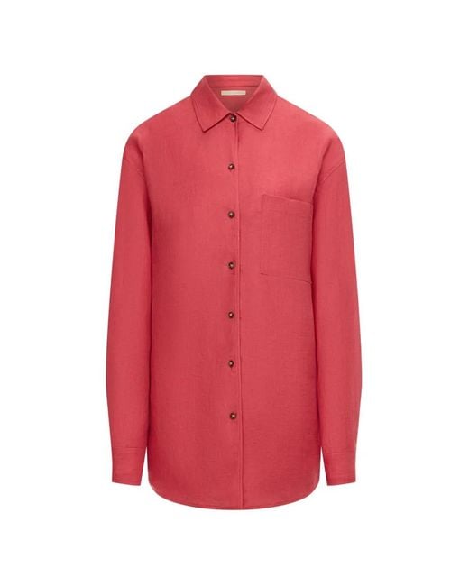 12 STOREEZ Pink Patch-Pocket Linen Shirt