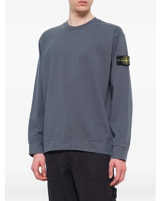 Stone Island Blue 6100057 Heavy Organic-Coton Jersey Sweatshirt for men