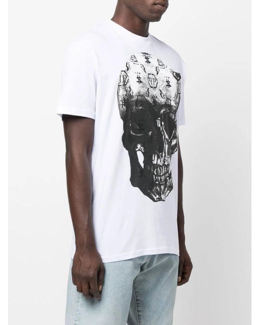 Philipp Plein White Skull-Print Short-Sleeve T-Shirt