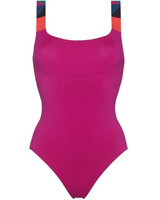 Eres Pink Tempo Contrasting-strap Swimsuit