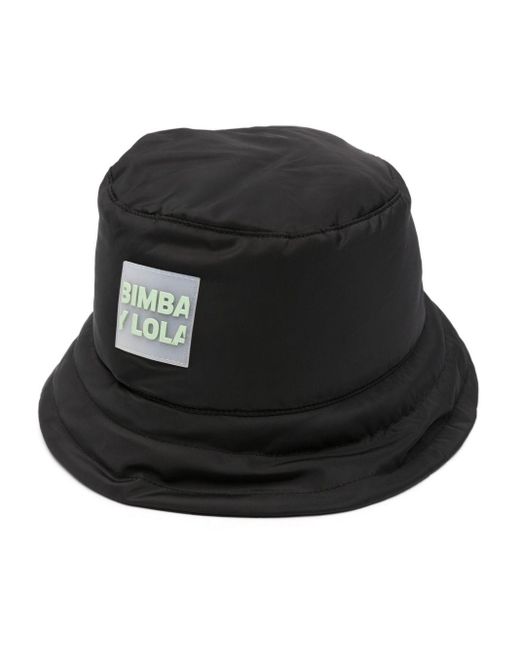 Bimba Y Lola Black Logo-appliqué Drawstring Bucket Hat