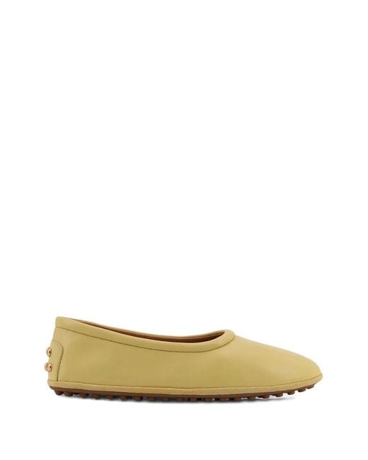 Tod's Yellow Studded Ballet Flats