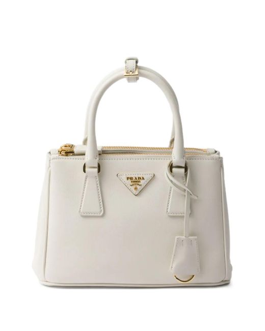 Prada White Kleine Galleria Handtasche