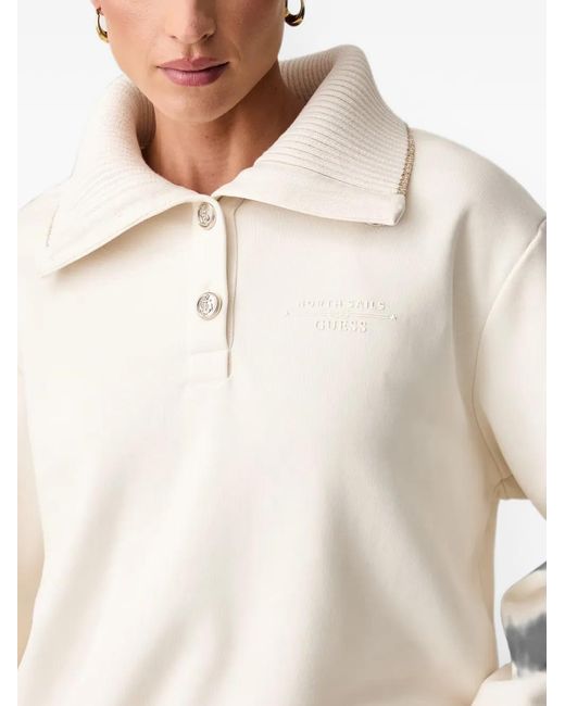 Guess White X North Sails Logo-Embroidered Sweatshirt