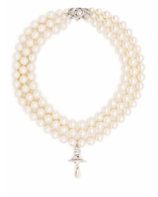 Vivienne Westwood Choker Met Parel in het White
