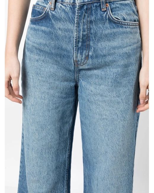 Reformation Blue Cary High-Rise Wide-Leg Jeans
