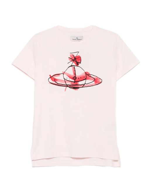 T-Shirt Con Stampa Orb di Vivienne Westwood in Pink