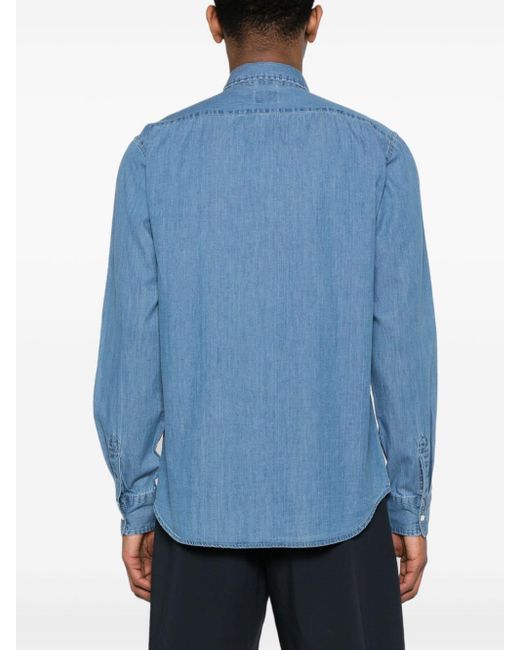 Chemise en chambray à manches longues Aspesi pour homme en coloris Blue
