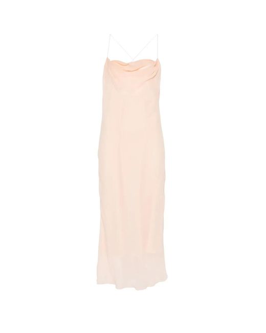 Mugler White Cowl-Neck Backless Midi Dress