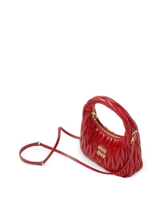 Miu Miu Red Sac À Main Wander En Cuir Nappa Matelassé