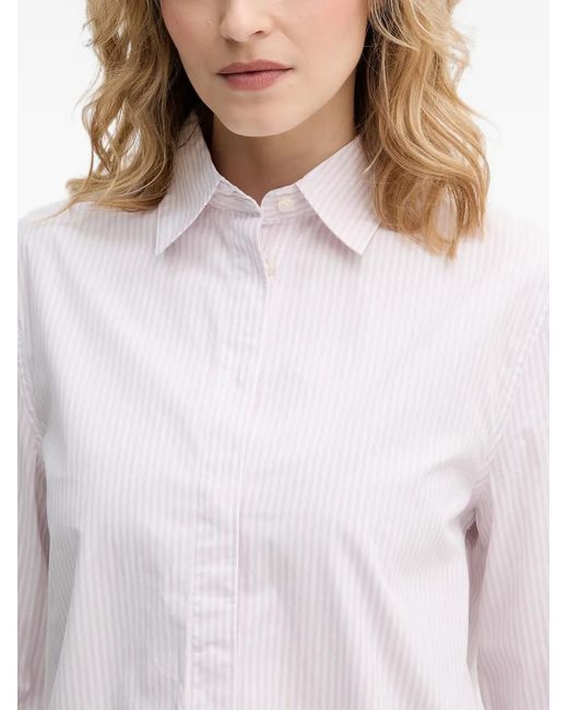 Benetton White Vertical-Stripe Long-Sleeved Shirt