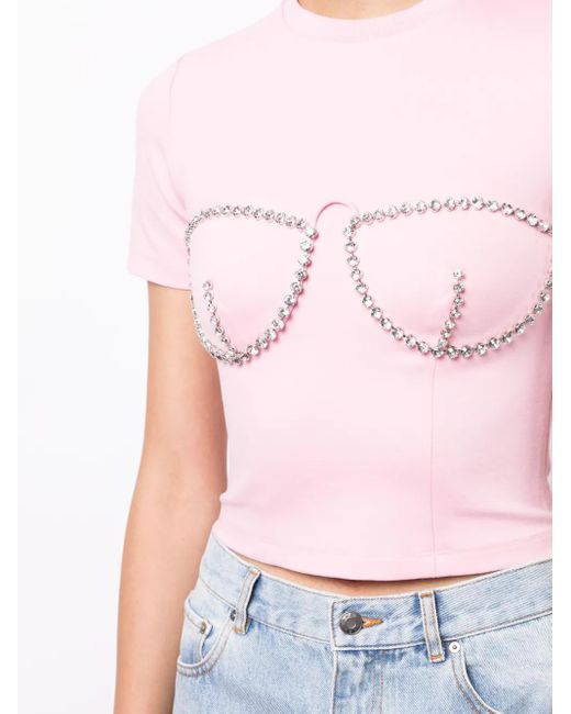 Area Pink T-Shirt Mit Kristallen