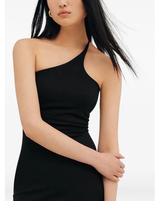 MARCELLA Black Bergen One-Shoulder Midi Dress