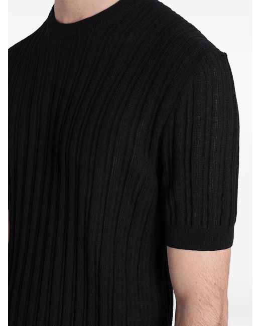Low Brand Black K221 Ribbed-Knit T-Shirt for men