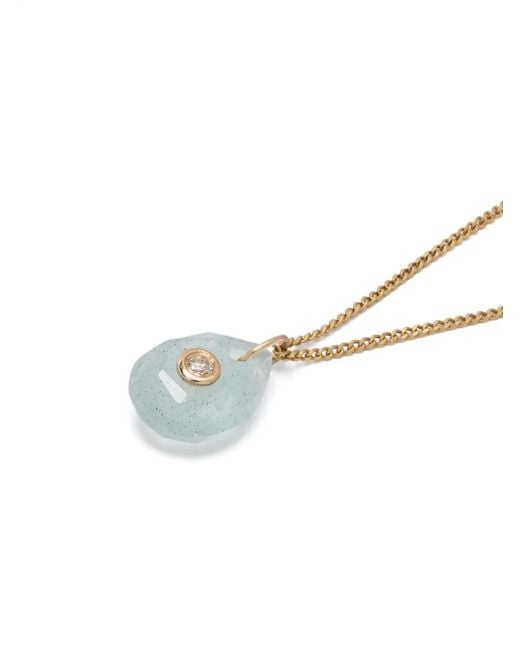 Pascale Monvoisin White 9Kt Orso Diamond And Aquamarine Necklace