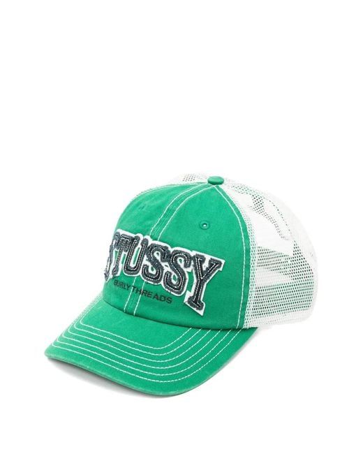 Stussy Green Md Burly Threads Logo-Patch Baseball Cap for men