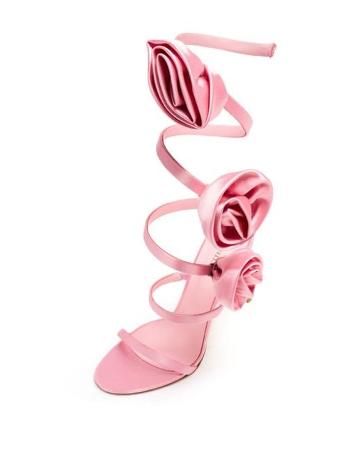 Le Silla Pink Rose Sandalen mit Wickelriemen 110mm