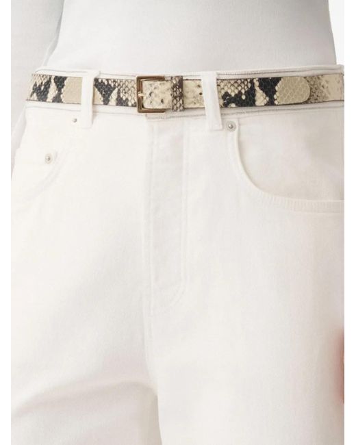 Fabiana Filippi White Python-Print Leather Belt