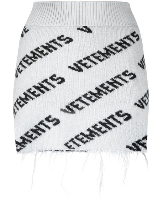 Vetements Gray Logo Intarsia-knit Miniskirt