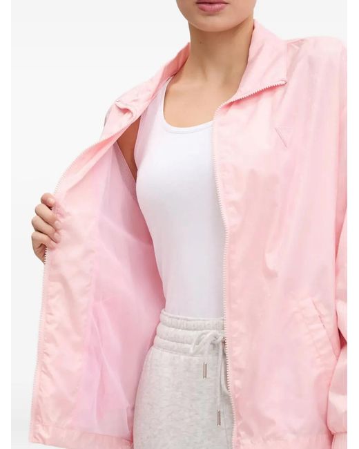 Guess Pink Logo-Print Zip-Up Jacket